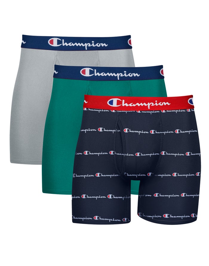 Champion Lightweight & Breathable 3-Pairs Erkek Külot Gri/Yeşil/Lacivert ( ZGRSQA307 )